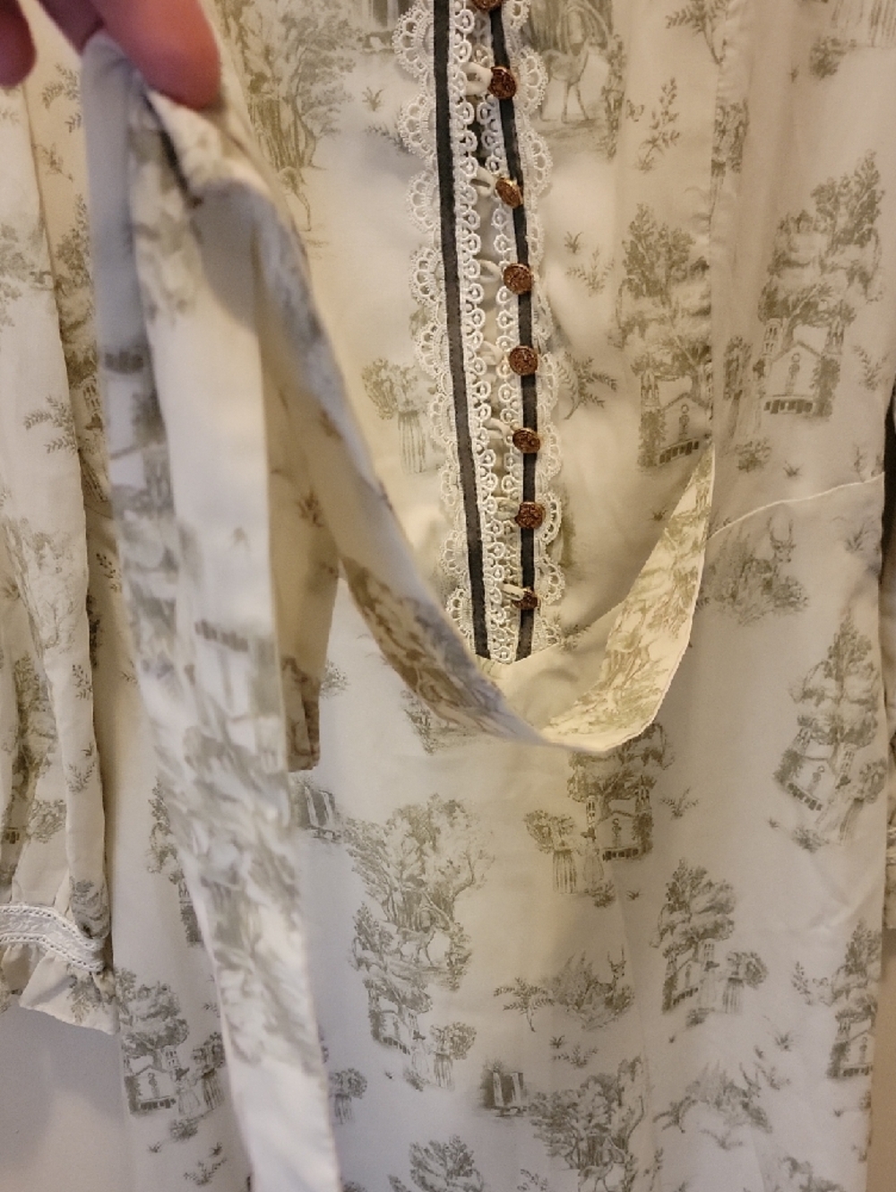 Simple Retro Vintage-Inspired Cream Floral Print Long Sleeve Dress Size S - Picture 7 of 15